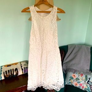 Sandro Paris White Lace High Neck Dress